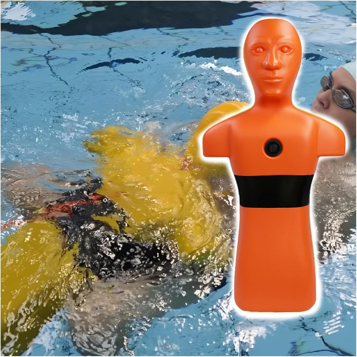 Water Training Dummy with 3 Water Injection Holes,PE Swimming Pool Lifesaving Dummy,for Pool Beach and River(Yellow)
