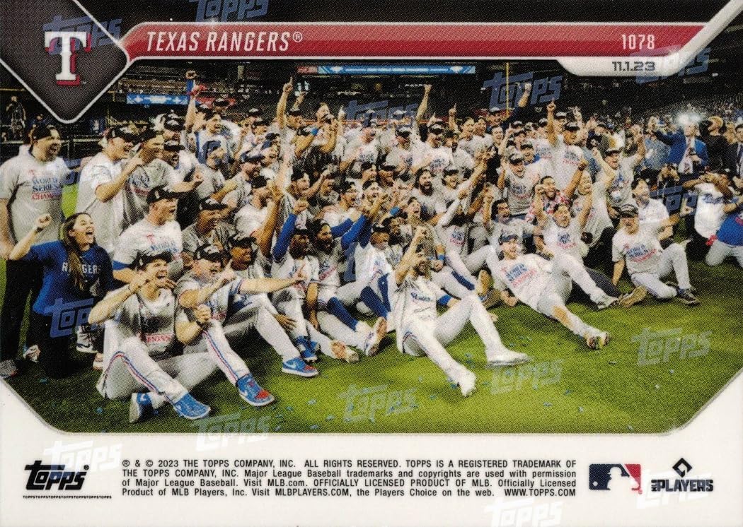 2023 Topps Now #1078 Texas Rangers Win World Series Championship Baseball Card - Only 2,205 made!
