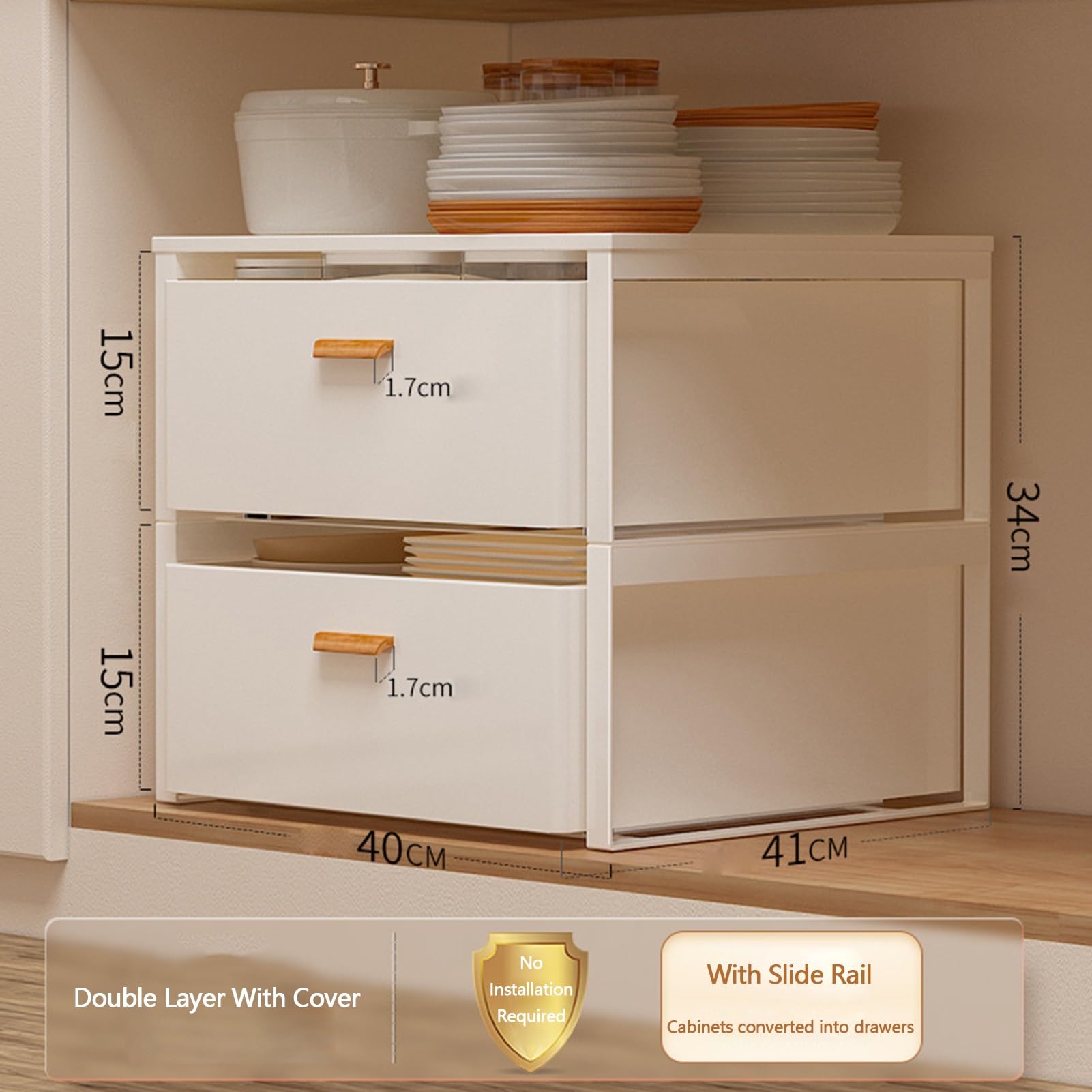 Generisch Schrank Ausziehbarer Korb Slide out Drawer Pull out Cabinet Organizer Kitchen Schrank Ausziehbare Schublade Küche Teleskopschublade Küche Ohne Bohren