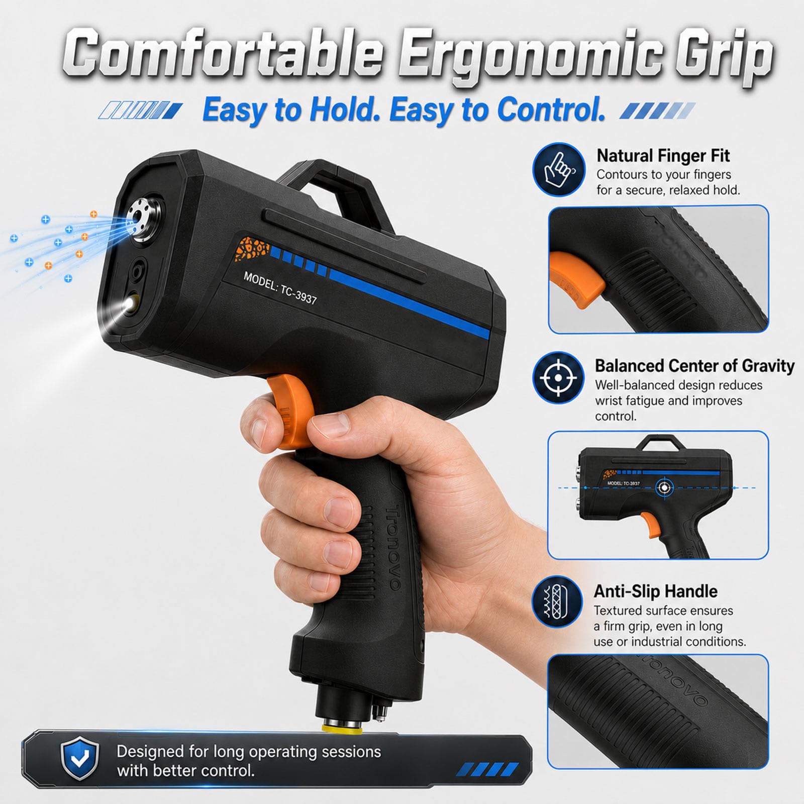 Ionizing Air Gun Anti Static Tool for Electronics Auto Parts z regulowanym przepływem i diodą LED Dust Light Igła ze stali nierdzewnej 24V Niskie napięcie Bezpieczny przemysłowy eliminator statyczny