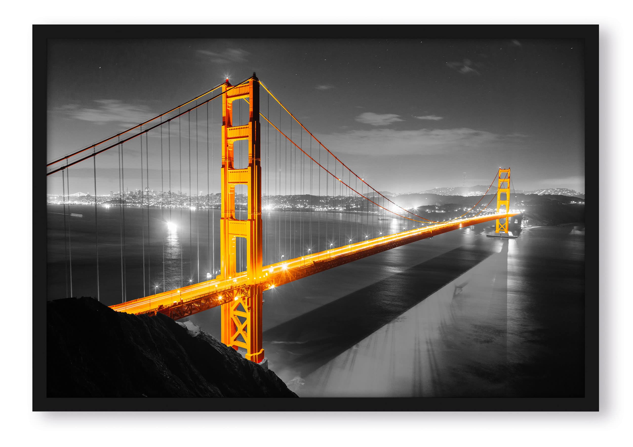 Empire - Poster gigante Golden Gate Bridge, in formato cornice, 100 x 70 cm, stampa artistica incorniciata