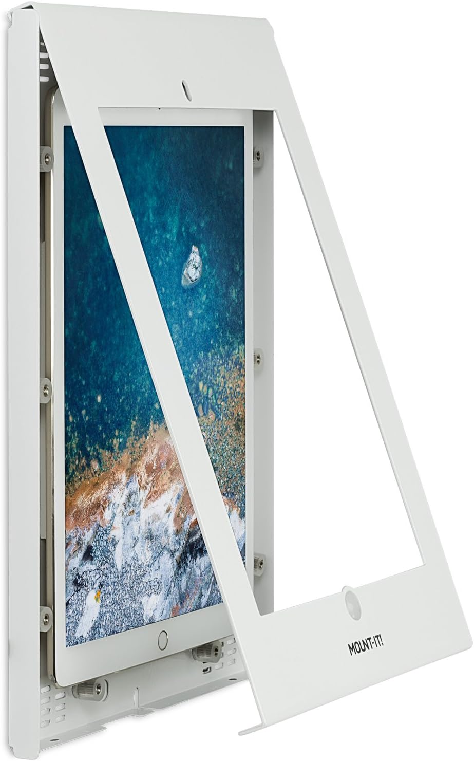 Mount-It! Anti-Theft iPad Pro Wall Mount | Secure Wall Mount iPad Pro 12.9 Enclosure | Locking Tablet Bracket | Security Case for iPad Pro 12.9 1st / 2nd Gen Models A1584, A1652, A1670, A1671, White