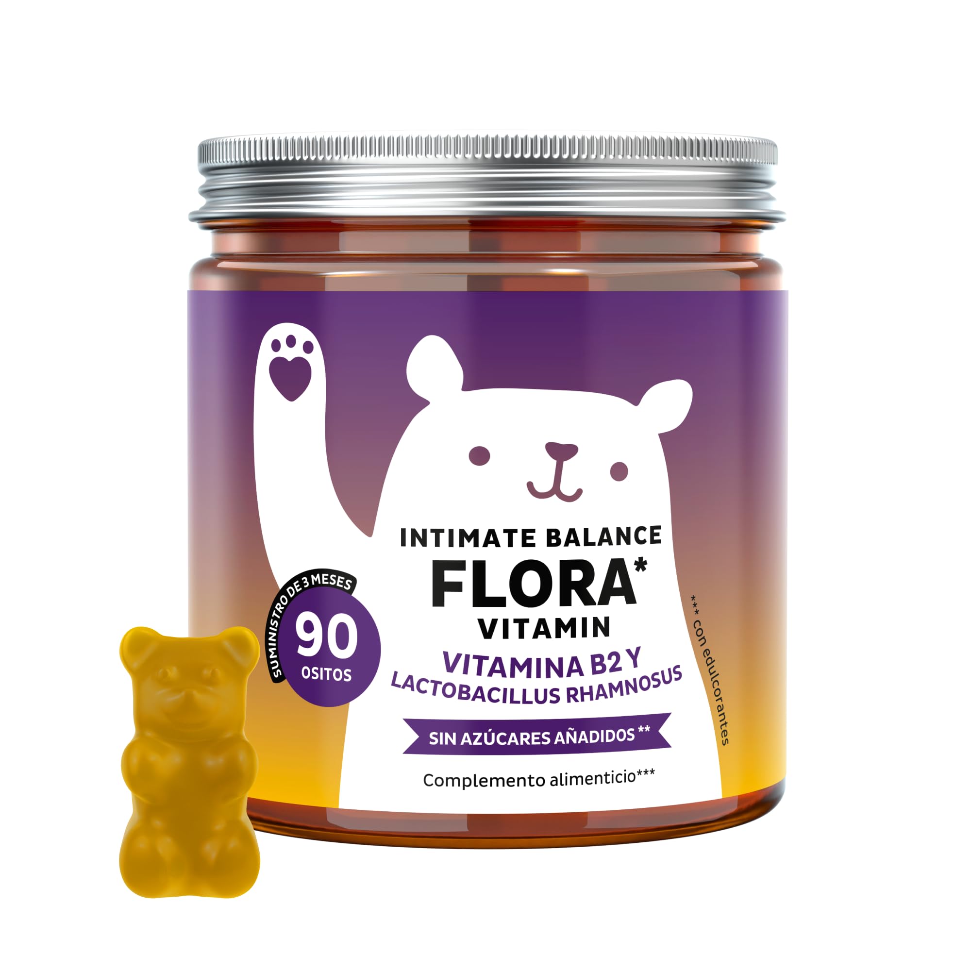 Intimate Balance Flora Vitamin – Bienestar Íntimo – con Vitamina B2 (Riboflavina) y Vitamina C - Multivitaminas – 90 unidades (3 meses) – Sin azúcares añadidos, Vegano – Bears with Benefits