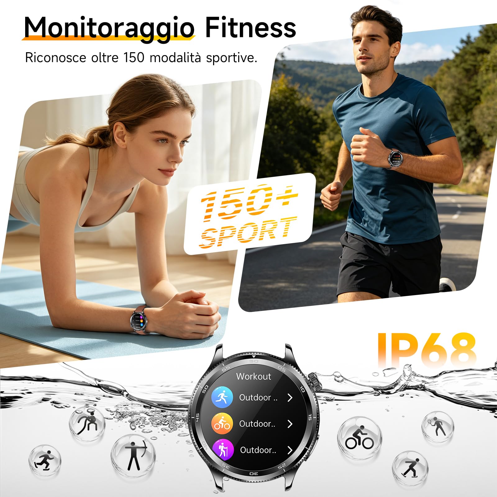 2026 Nuovo AI-GPT Smartwatch Uomo Con ECG/HRV/BMI/Pulsante SOS,Marrone | 24H Pressione Sanguigna/Temperatura/ SPO2/Cardiofrequenzimetro/Sonno, 1,43"AMOLED Salutare Orologio Fitness Con Telefono