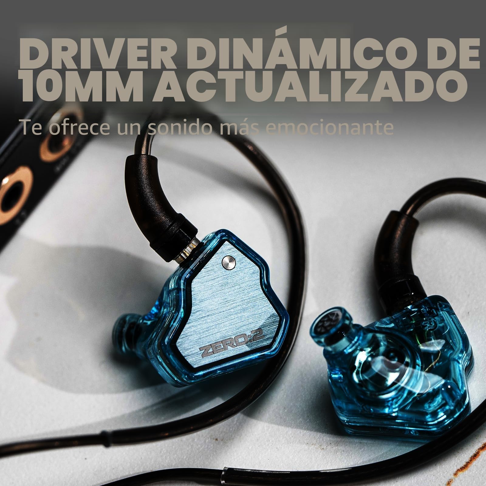 Linsoul 7Hz x Crinacle Zero:2, In Ear Monitor, IEM con Controlador Dinámico Actualizado de 10mm, Auriculares con Cable, Audífonos para Videojuegos, con Cable OFC para Músicos(Sin Mic, Azul)