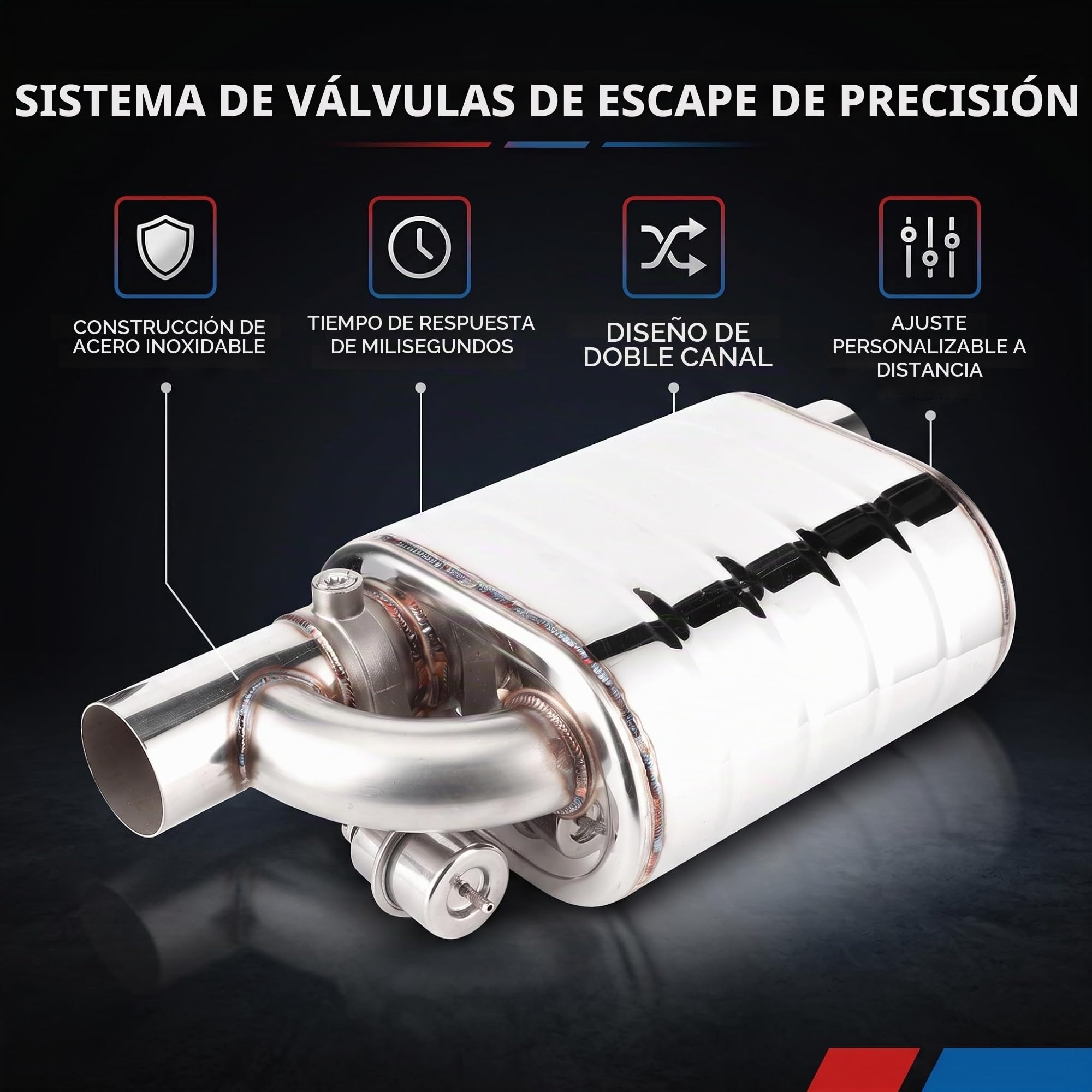 Válvula de escape para automóvil, válvula de escape eléctrica universal para automóvil de 63 mm Dispositivo de puerto remoto de acero inoxidable Válvula de tubo de bomba de vacío.