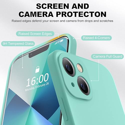 Miniatura 507 de BossKiss Funda compatible con iPhone 14 Pro, silicona mejorada [protección de cámara] [2 protectores de pantalla 9H], forro interior de microfibra