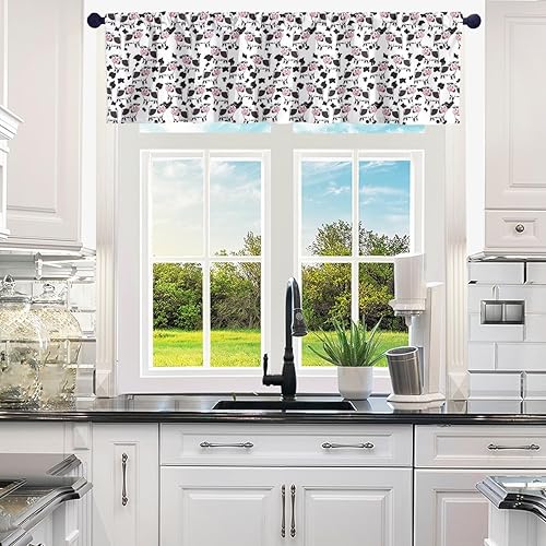 Miniatura 2 de jejeloiu Lindas cortinas de cenefa de vaca para sala de estar, dormitorio, cortinas de cocina con estampado de vaca, cenefas de cortina de animales