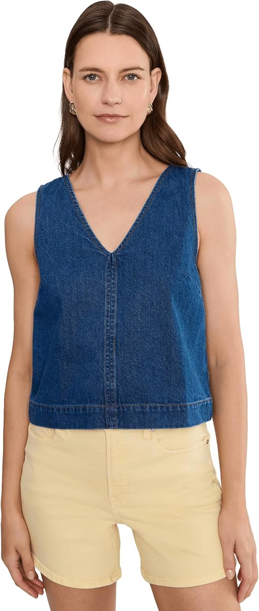 Boxy Shell con cuello en V en azul marino