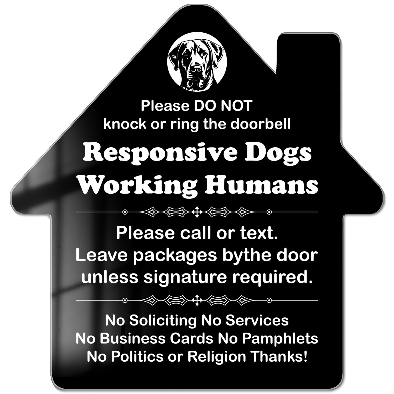 No Soliciting Sign for House, Funny Dark Humor No Soliciting Sign for Front Door, No Soliciting Signs for Home, 5.7" x 6" Acrylic Self-Adhesive No Soliciting Sign for Dog Owners - PZC028