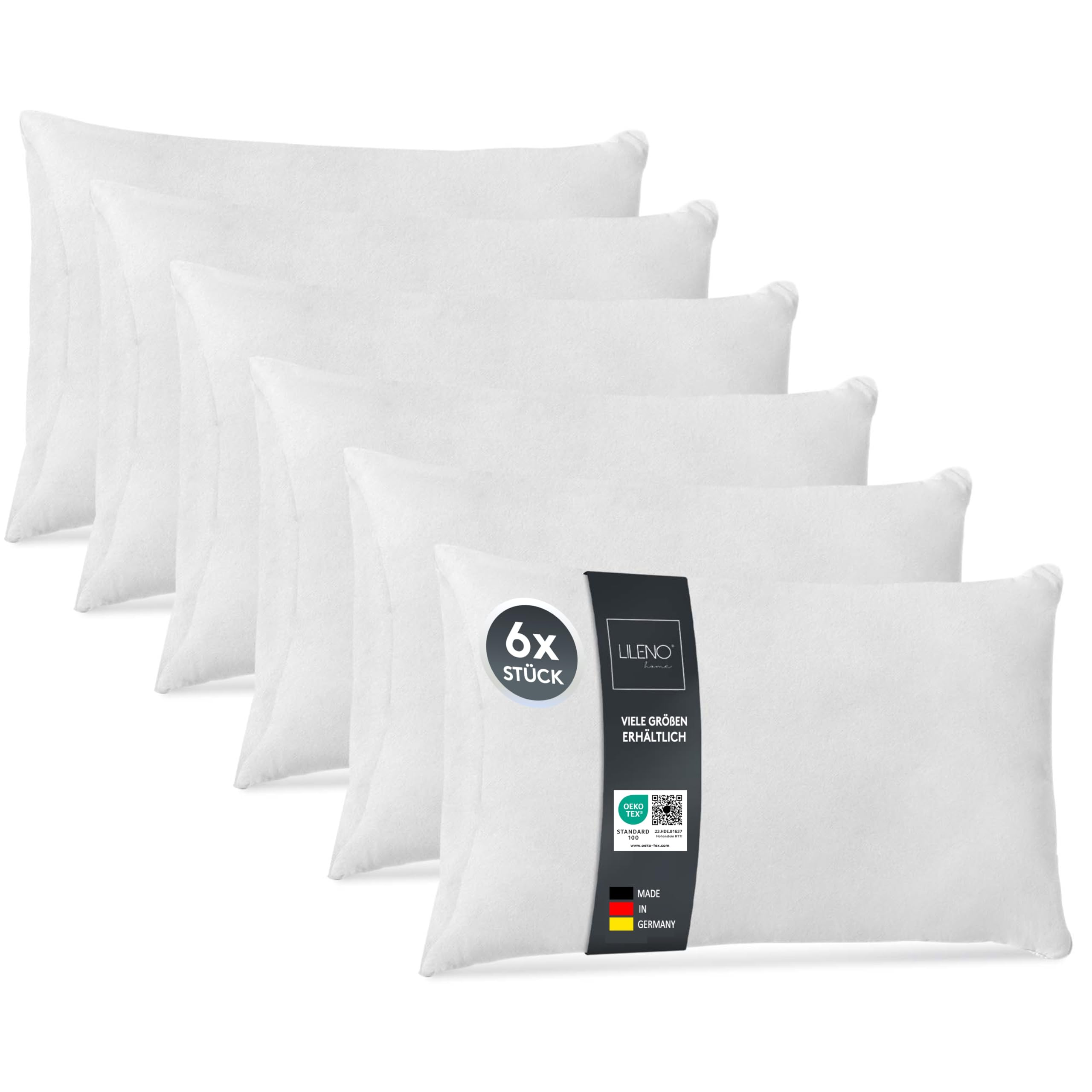 LILENO HOME Lote de 6 Relleno de Cojín de 70x90 cm - Relleno Interior Lavable a 40°C Apto para Personas Alérgicas - cojín de poliéster Inlet cojín de sofá - Cojín para Cóctel y Almohada