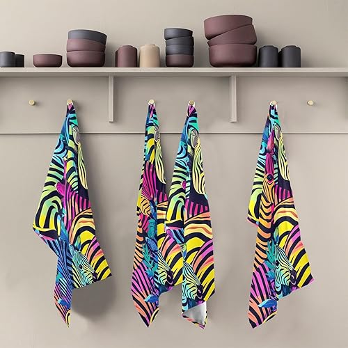 Miniatura 5 de Retro Neon Zebra - Juego de toallas de cocina a granel de 28 x 18 pulgadas