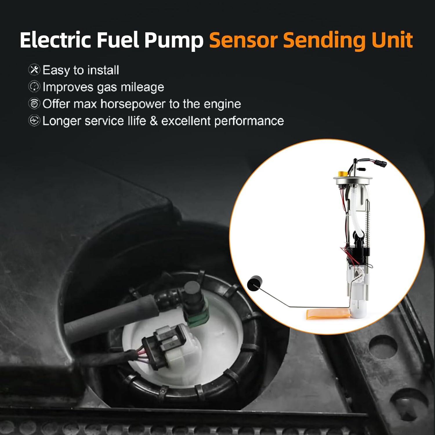 Electric Fuel Pump Assembly Compatible with Polaris Ranger 500 EFI CREW Midsize 2009-2013 Ranger 700 EFI CREW XP 2008-2009 Ranger 800 2010 4x4 6x6 Replace 2204306