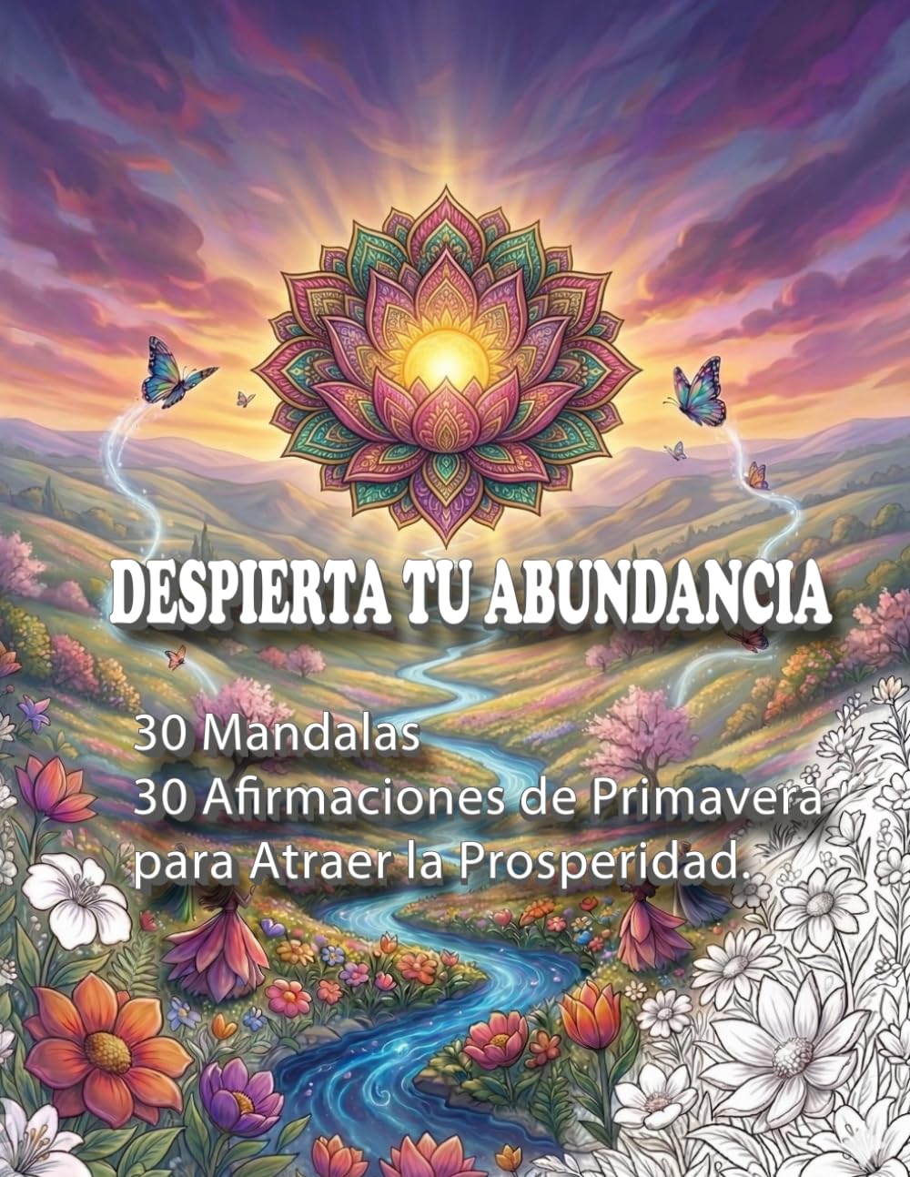 Despierta tu Abundancia: 30 Mandalas y Afirmaciones de Primavera para Atraer la Prosperidad