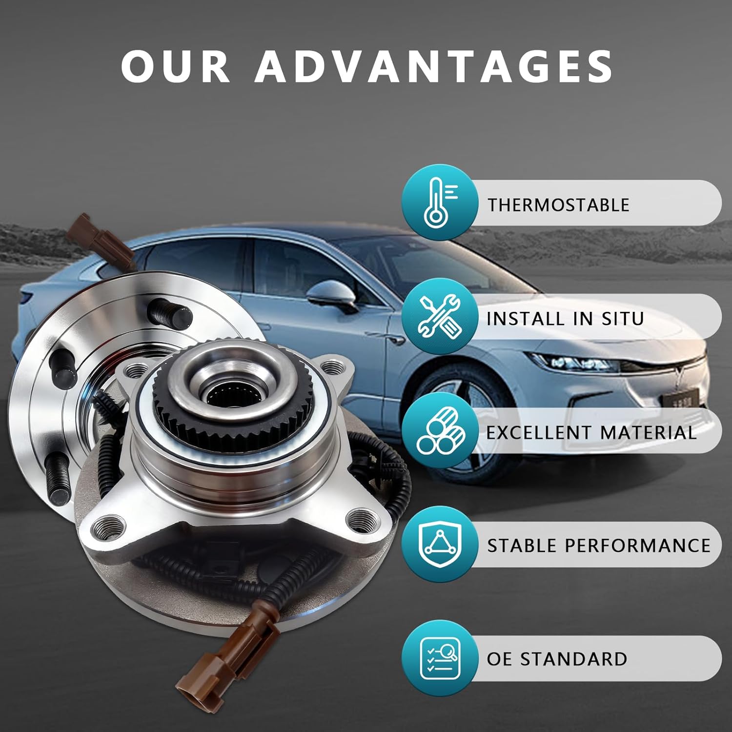 515169 Front Wheel Bearing Hub Assembly for 2015 2016 2017 Ford F-150 F150 4WD (2PCS) - Image 6