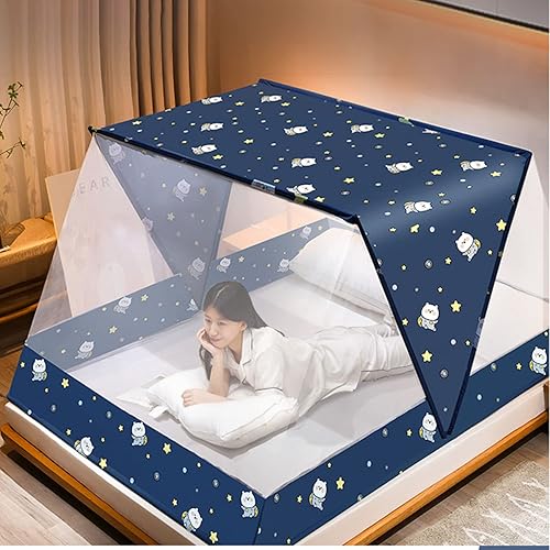 borfieon Mosquitera plegable portátil, para cama al aire libre, toldo de lona, fácil de desmontar, tienda de campaña, litera inferior para