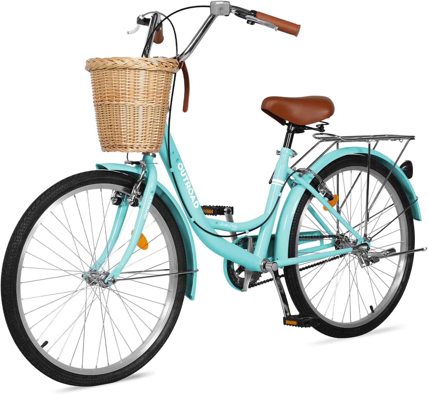Beach Cruiser Bike, 24/26 inch Commuter Bicycle for Women and Men, High-Carbon Steel Comfortable City Bikes with Basket