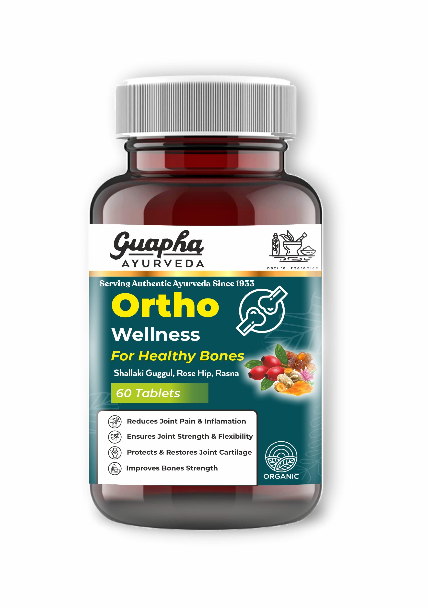 Guapha Ayurveda Ortho Wellness | For Healthy Bones & Joints With Herbal Extracts Of Boswellia Serrata, Curcumin, Rosehip | 60 Tablets (B0BR3VMX62) Amazon Price History, Amazon Price Tracker