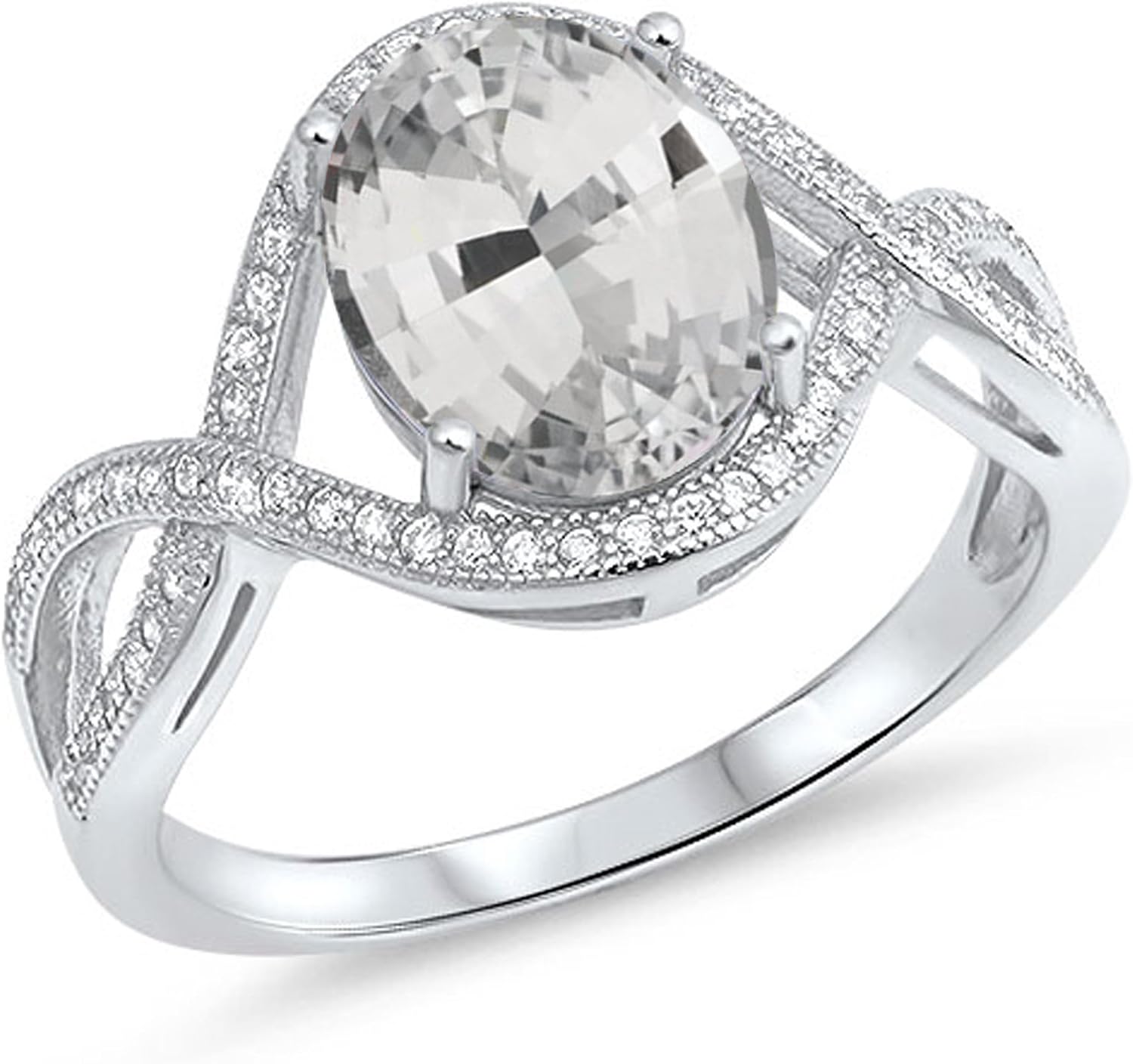 CHOOSE YOUR COLOR Sterling Silver Oval Infinity Ring