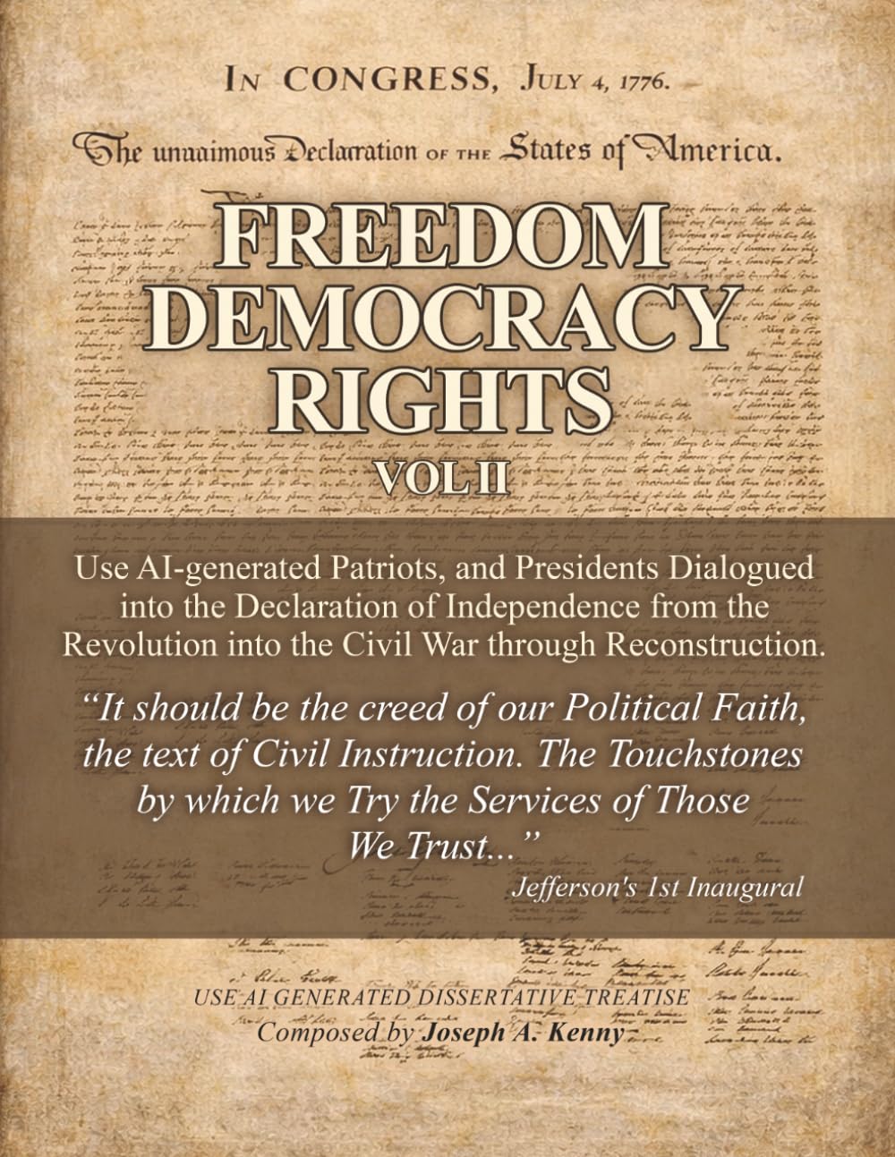 FREEDOM DEMOCRACY RIGHTS: Vol. II AI Generated Patriots and Presidents Dialogued into the Declaration of Independence from the Revolution to the Civil War through Reconstruction