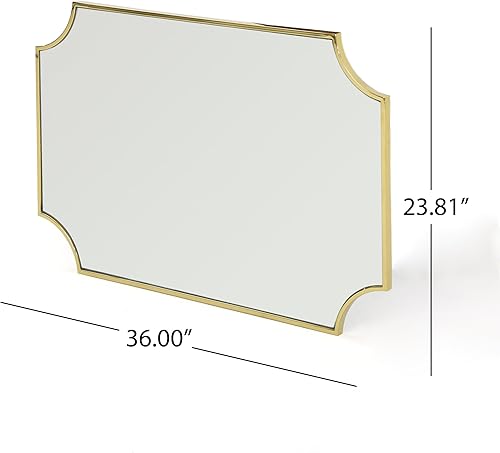 Miniatura 3 de Christopher Knight Home Espejo de pared Verne Glam con marco de acero inoxidable con acabado dorado, acabado dorado