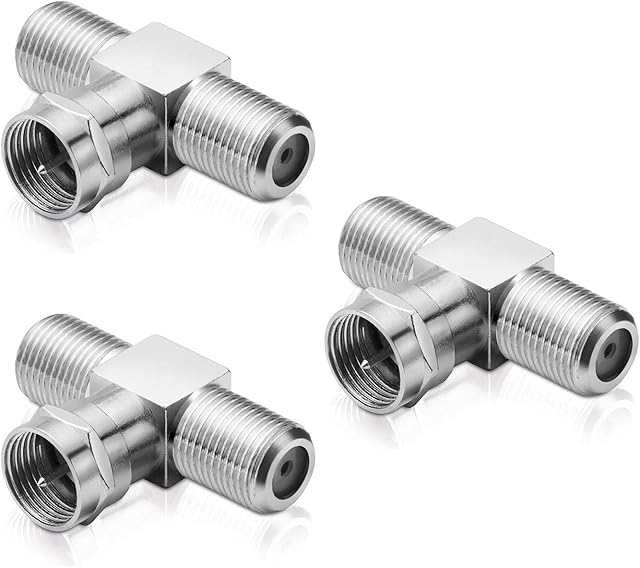 PerfectHD 3 sztuki adapter F SAT TV łącznik łącznik łącznik rozdzielacz trójnik wtyczka F 2 x gniazdo F