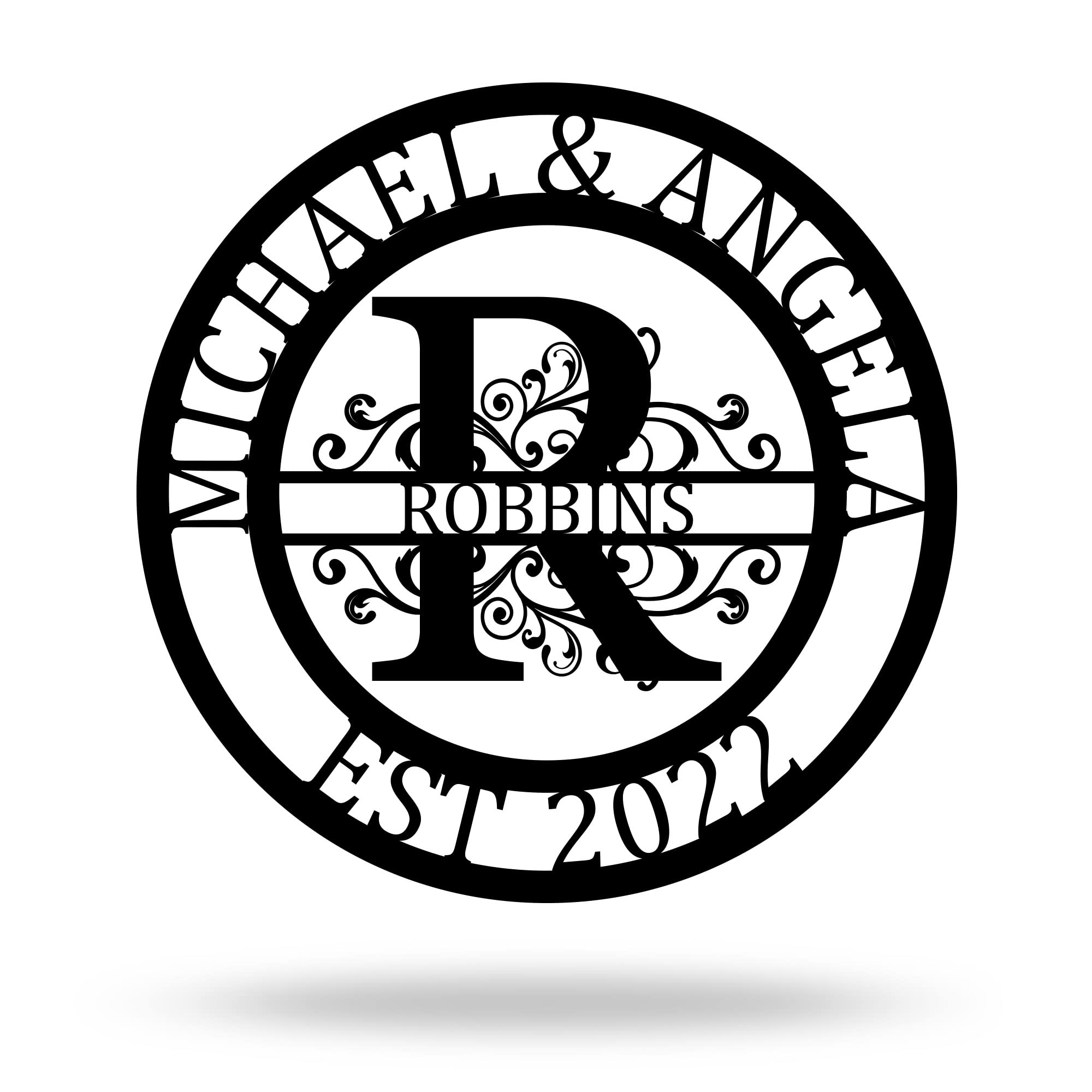 Personalized Family Name Signs Custom Last Name Sign Monogram Letters Wall Decor Personalized Name Signs Metal Established Sign Initial Split Letter