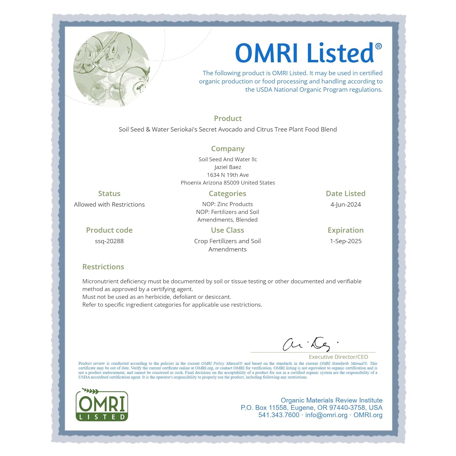 Soil Seed & Water Seriokai’s Secret Organic Fertilizer – Soil Amendment for Avocado & Lime, Lemon, Grapefruit, Orange and Citrus Trees - OMRI Listed Organic Fertilizer