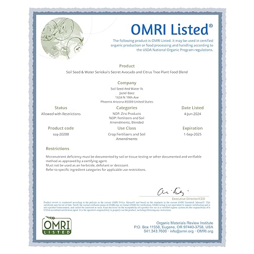 Fertilizante Orgánico para Aguacate y Cítricos - OMRI miniatura 3