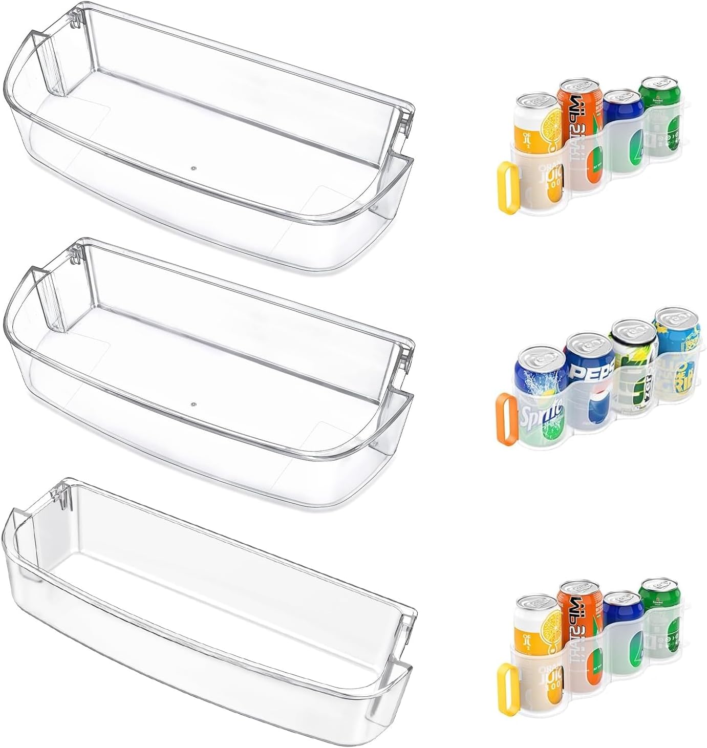 [3 PACK] UPGRADED WPW10710203 Top Refrigerator Door Bin & WPW10451873 Lower Shallow Refrigerator Door Bin W10451873 Compatible with Whirlpool Kenmore Refrigerator Door Shelf WRS588FIHZ00 WRS571CIHZ/CI