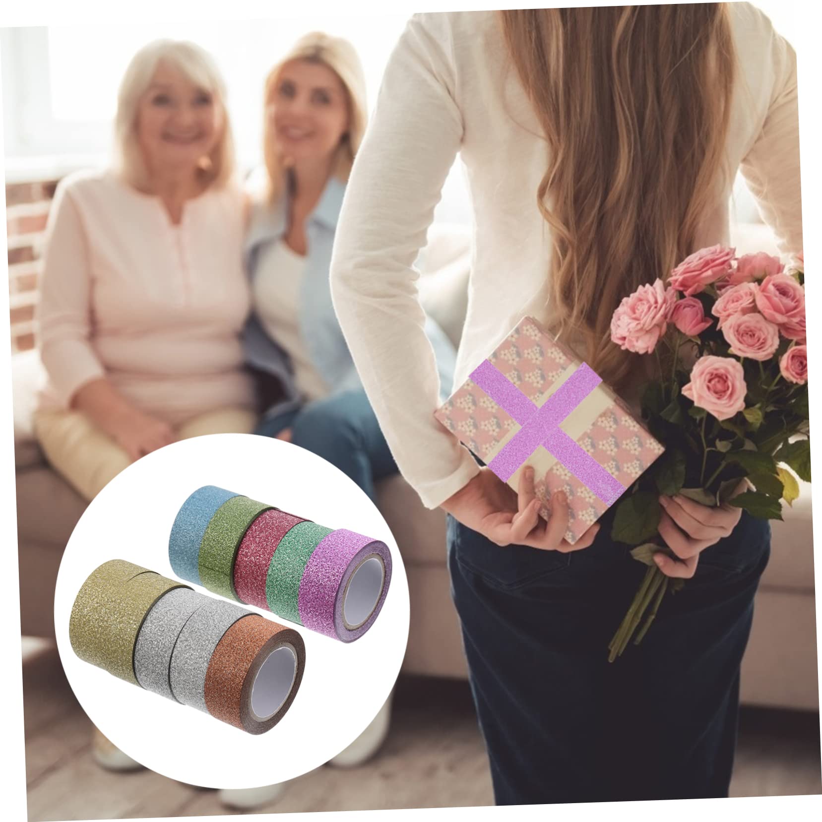 DOITOOL 3 Sätze Glitzerband Sticky Tape The Washi Tape Glitzerndes Abdeckband Scrapbooking Mit Dekorativem Klebeband Dekoratives Washi-klebeband Abreißbares Washi-tape 10 Stück * 3