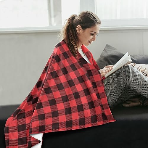 Miniatura 6 de Buffalo Plaid Tartan Check Scotland Red Black Christmas Soft Bed Blanket, Microfiber All Season Use Flannel Fleece Blanket Adults Kids Bed Throws
