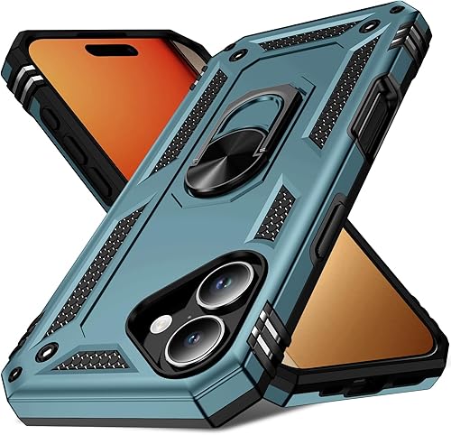 Vista 32 de Korecase Compatible con iPhone 11 Funda Resistente de 2 Capas Cuerpo Completo a Prueba de Golpes con Soporte de Anillo de Metal Rojo