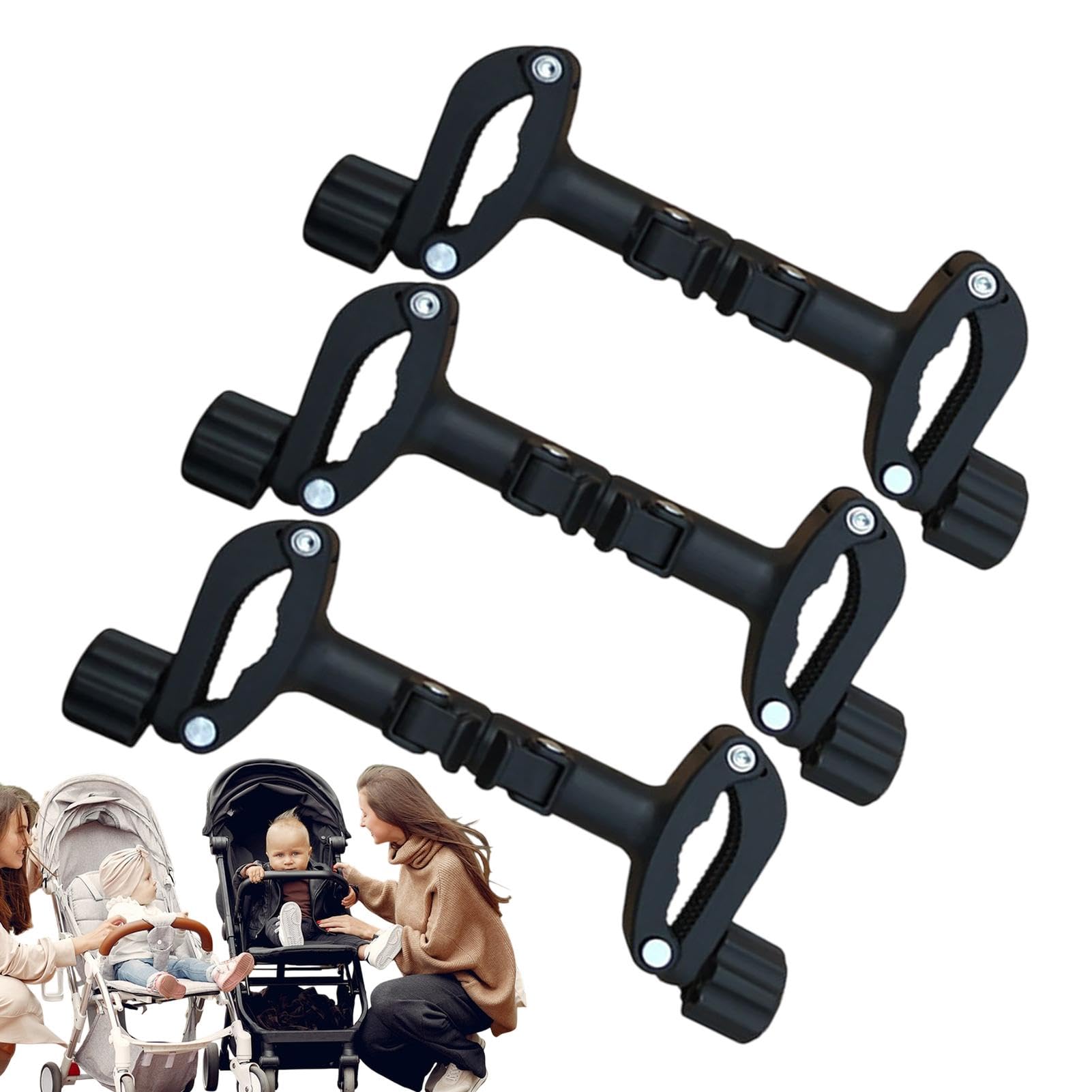 Connettori per passeggino, accessorio di collegamento per carrozzina, connettore doppio per passeggino, presa sicura e salda, facile installazione a clip, nero, 20 cm, per viaggi