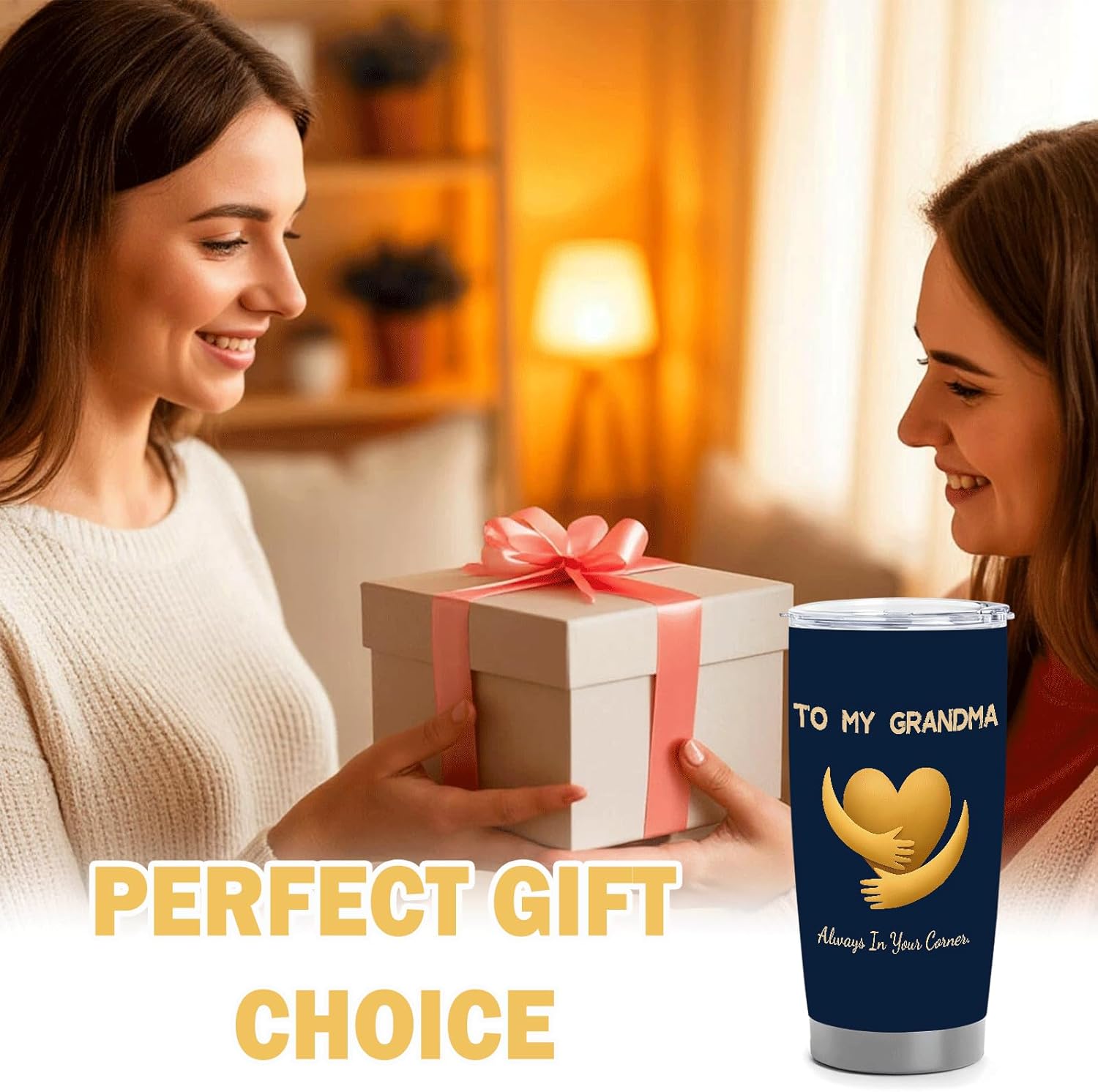 Grandma Gift Cup - Heartfelt Support Message, 20oz Tumbler for Birthday Christmas Mother's Day, Travel-Ready Keepsake from Granddaughter or Grandson, Grandmother Appreciation - Image 4