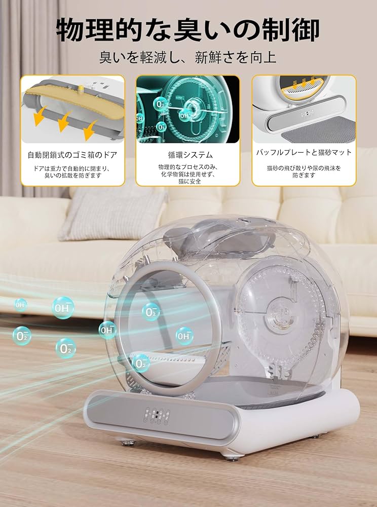 Meopals 【2024新登場】自動 猫 トイレ未使用品 Amazon | Meopals 猫 トイレ 自動 専用スマホ管理 大型 多頭飼い