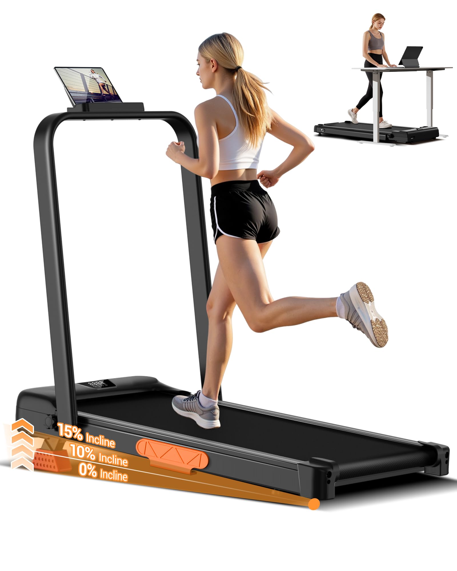 Tapis De Course Inclinable UMAY - Inclinaison Jusqu'à 15%, Vitesse Max 10 Km/h, Moteur 2,5 CV - Neuf