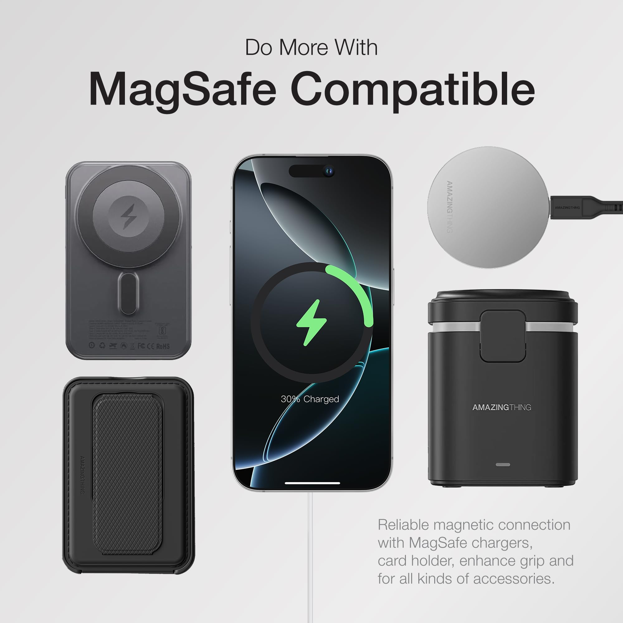 AMAZINGthing Custodia per 17 Pro Max [Titan Pro], compatibile con accessori, a prova di caduta, custodia magnetica per telefono, protezione di grado militare, anti ingiallimento, trasparente, nero