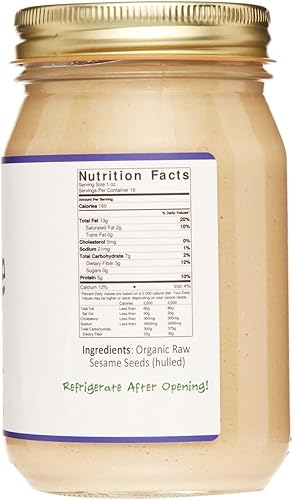 Miniatura 2 de Jiva Organics RAW Organic Sesame Tahini - Tarro de 16 onzas, sin OMG, natural, lote pequeño
