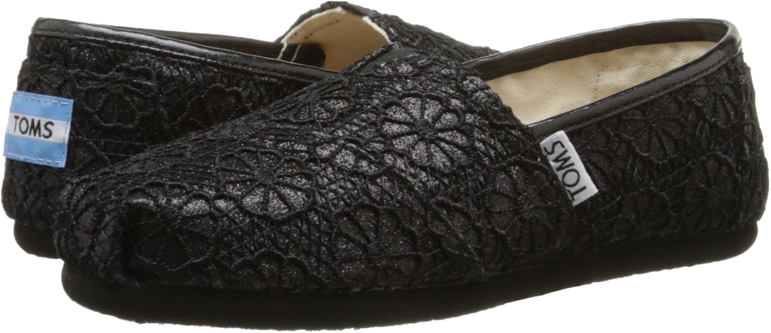 TOMS ASH Canvas Classic Youth Kids ALPRG 012001C13-ASH Infant (0-12 Months) 2 Infant Black Crochet Glitter