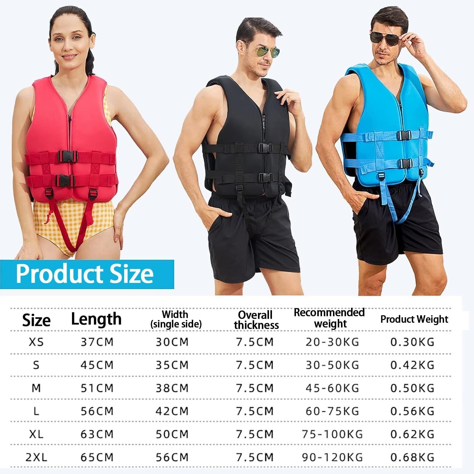 Giacca da Surf in Neoprene Regolabile for Kayak da Pesca in Barca | Giacca da Surf in Neoprene Regolabile con Cinturino Anti-ribaltamento for Gli Sport con Pagaia da Pesca in Kayak