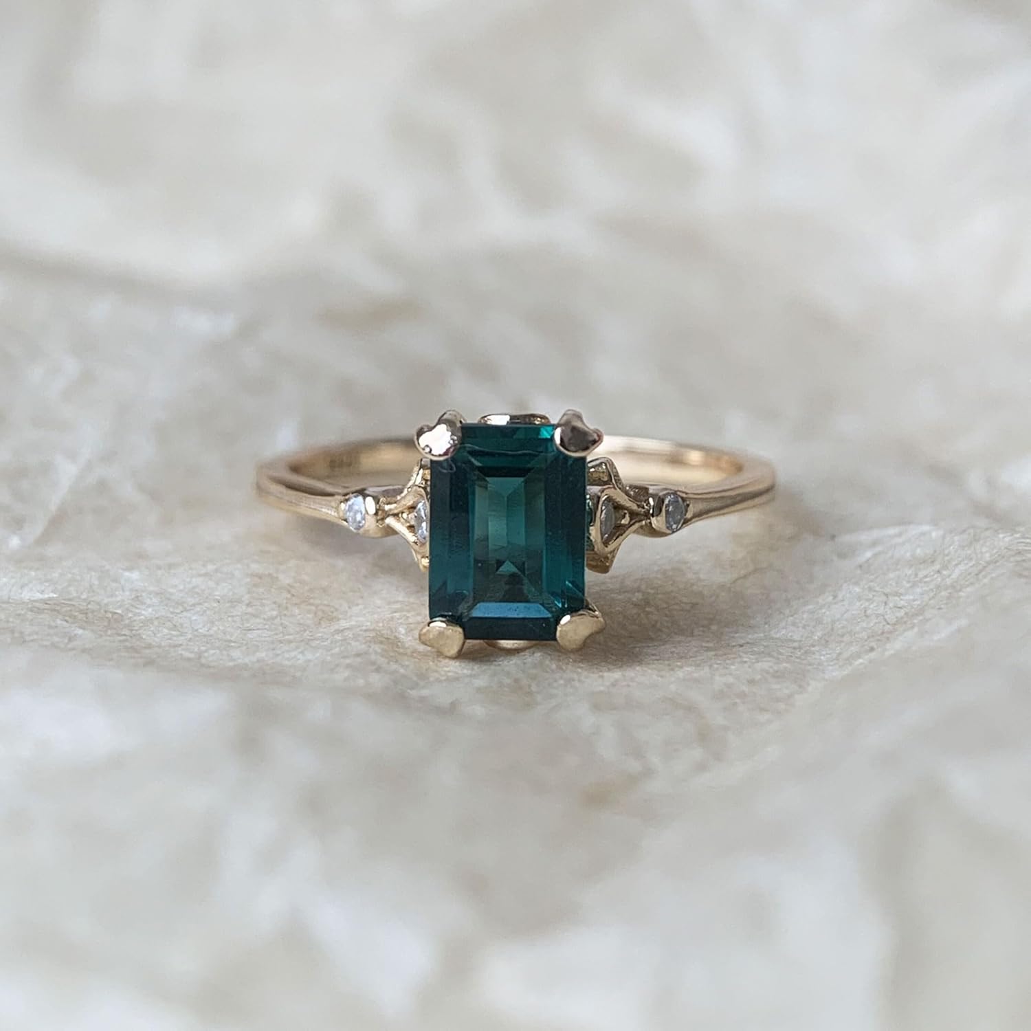 Created Emerald Engagement Rings May Birthstone Ring Dainty Vintage Wedding Ring Anniversary Jewelry Gift - Image 8