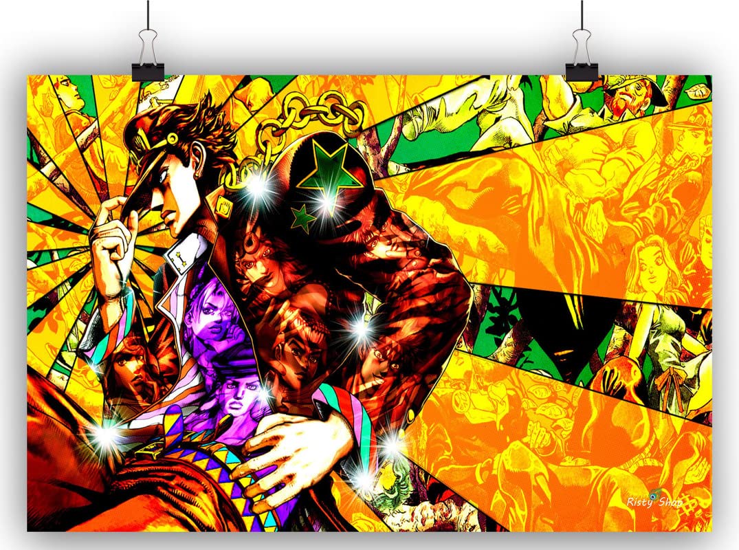 Risty Shop High Definition JoJo's Bizarre Adventure Superhero Anime Lamination Poster -Non Toxic Ink,glossy Finish Large size12x18inch,No Frame