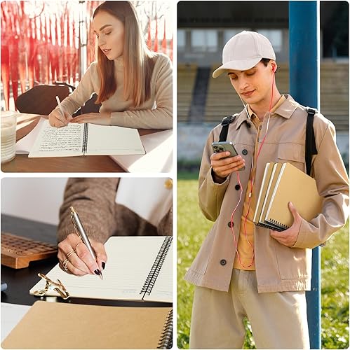 Miniatura 6 de EUSOAR Cuaderno rayado de tapa dura, A4, 3 paquetes de 8.5 x 11 pulgadas, 120 páginas con rayas de papel kraft para escribir viajes, diario,