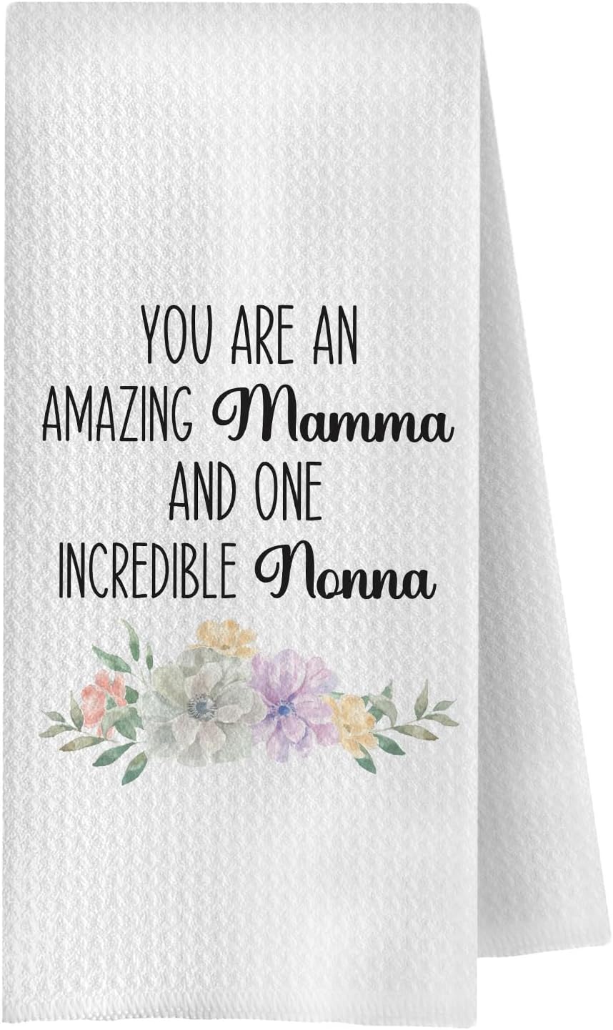 Mom Grandma Gifts Kitchen Towels, Nonna Gifts for Grandma Decorative Hand Towels for Bathroom, Grandmother Gift from Grandkids Dish Tea Towel for Kitchen, 16x24 Inch