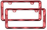 Vista 15 de 2 piezas marcos de matrícula Creathome 3D con patrón de ondas rizadas de color azul brillante de aleación de zinc puro