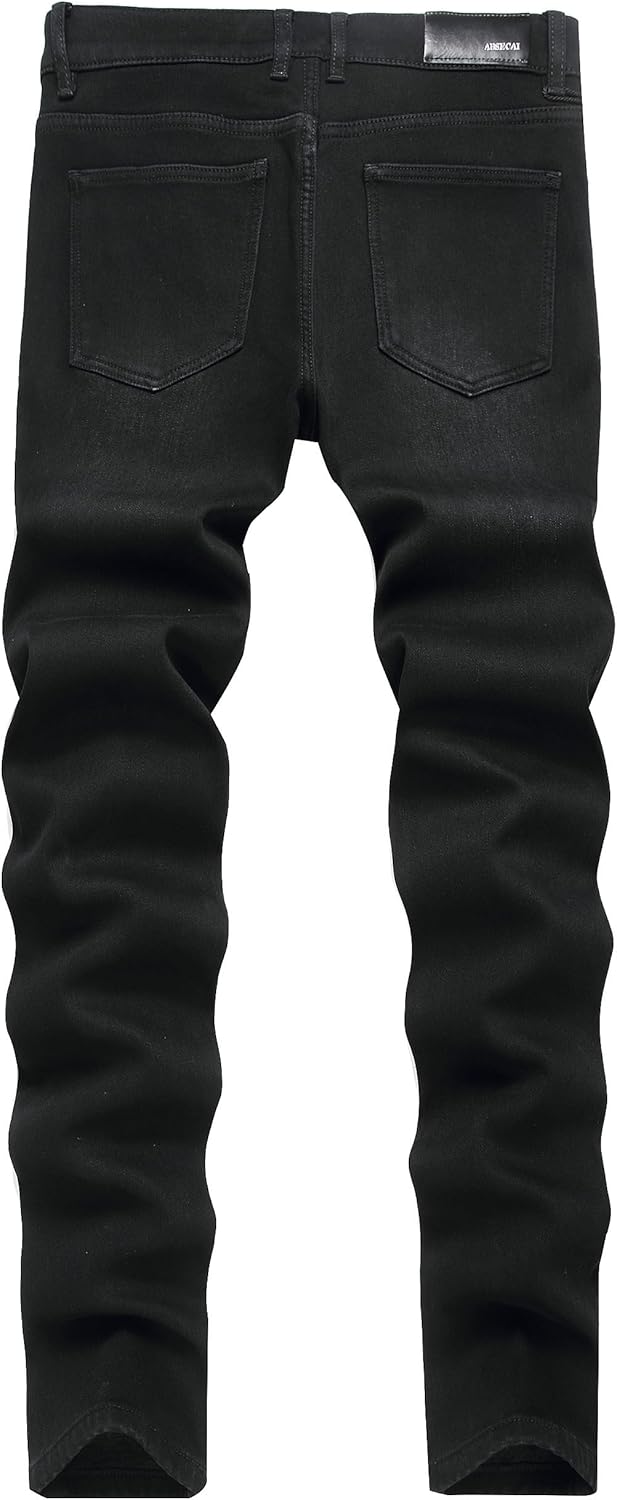 ABSECAI Mens Fleece Lined Pant Winter Warm Skinny Slim Fit Stretch Jeans - Image 3