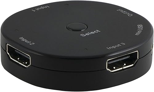 GE - Interruptor HDMI de 3 dispositivos, uso con 4K Smart TV Roku Xbox PS3 PS4 Fire Stick DVD Blue Ray Fire TV HDTV Cable Box PC, 4K 1080p 60 FPS,