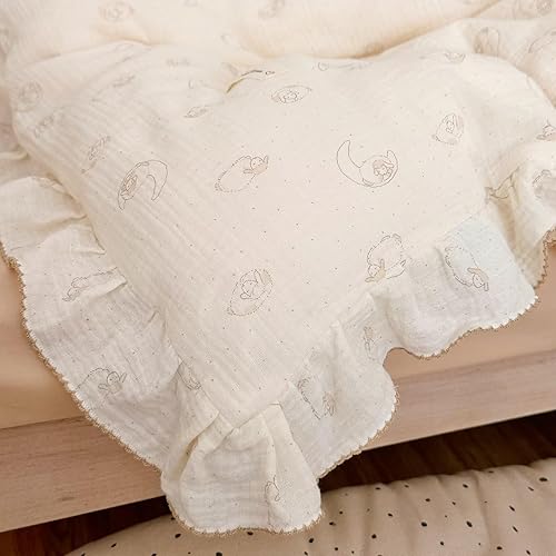 Vista 56 de BuLuTu Funda de almohada de muselina de algodón para niños pequeños, tamaño estándar, estampado de flores de Galsang, suave funda de almohada