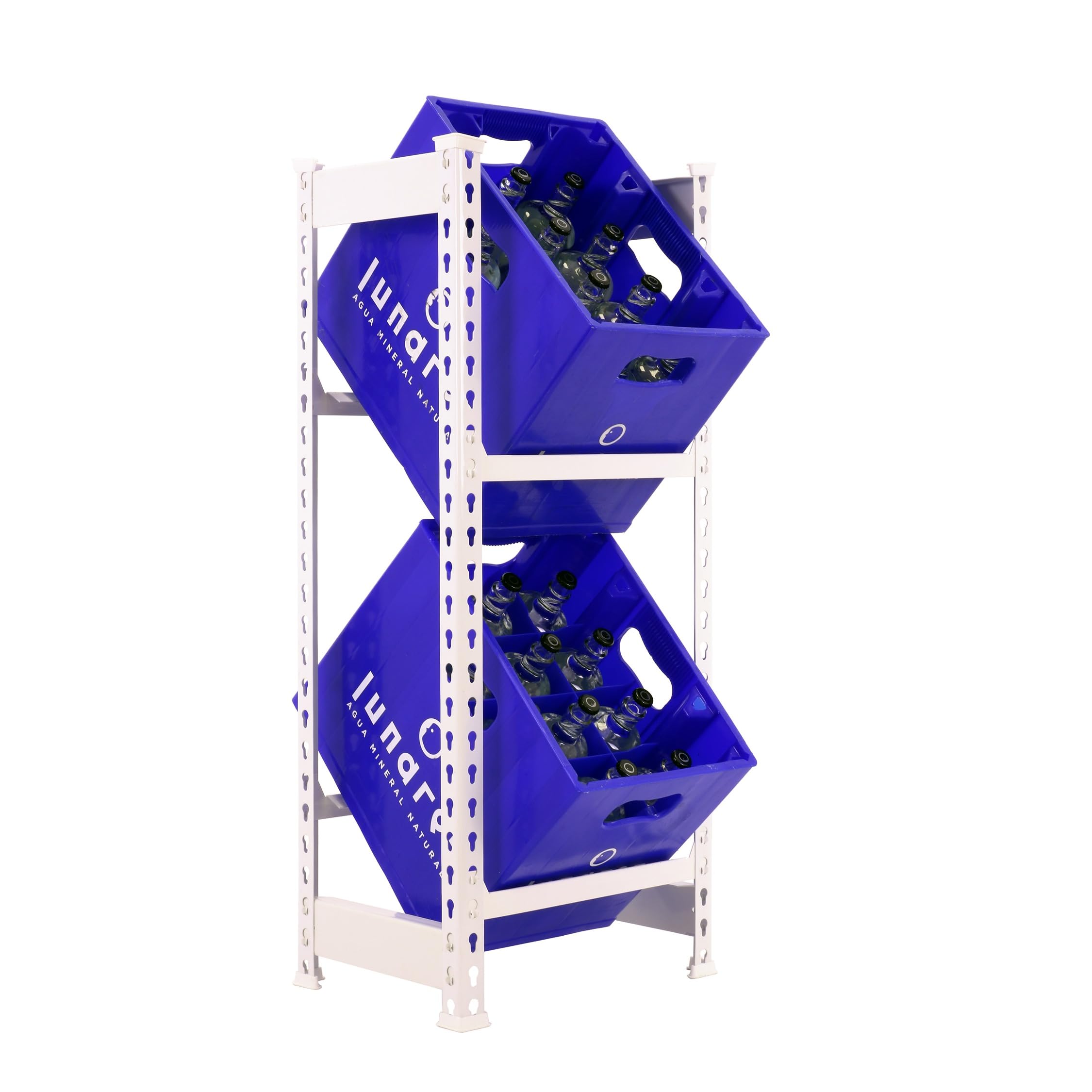 Étagère pour caisses de boissons Simon Rack en métal blanc à 2 niveaux de 100 kg